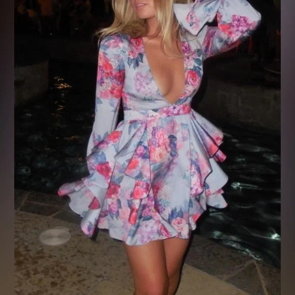 Michael Costello Pink and Blue Robe Intimates - Picture 11 of 13